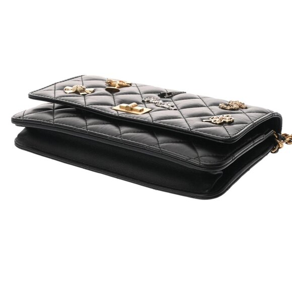 CHANEL 2.55 Matelasse Embroidered Chain Wallet Black/Noir - Picture 2 of 12